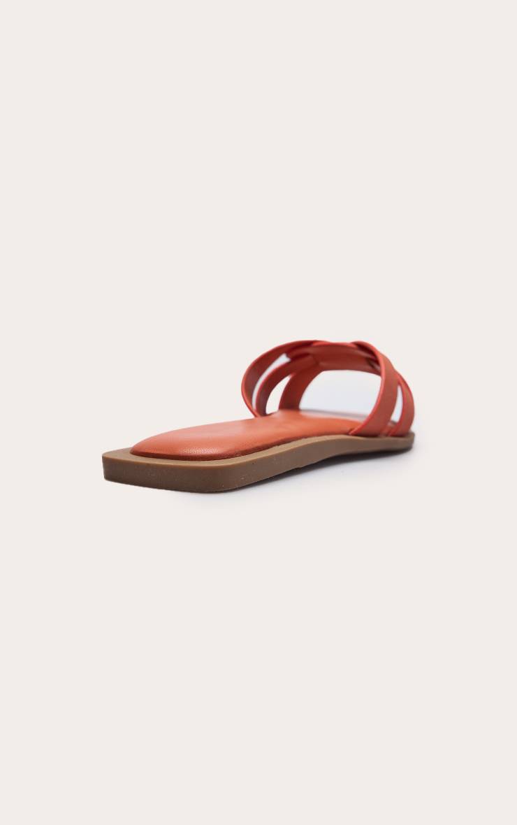 Orange Sandales Mules À Lanières Multiples En Synthétique