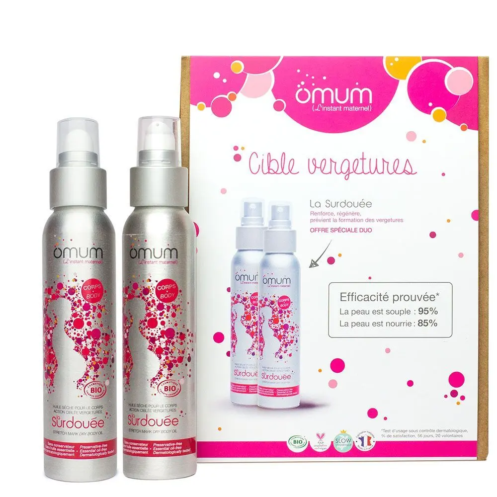 Omum - Offre duo - Cible Vergetures Coffret Huile Corps BIO- Future et jeune maman