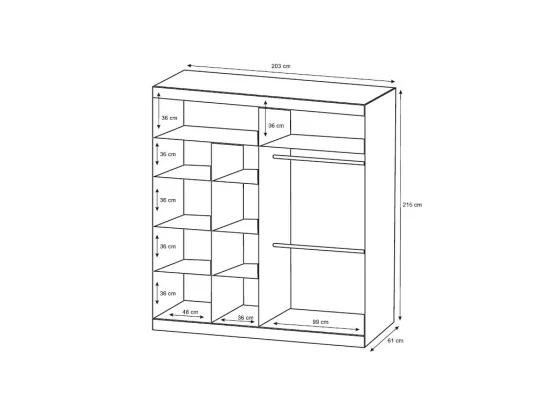 Armoire 2 portes coulissantes - Avec miroir - L203 cm - Coloris : Blanc - AUTLAN