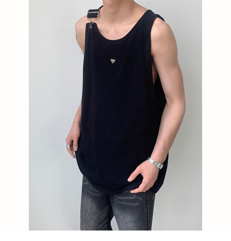 Breeson - Effen tanktop met studs en gesp