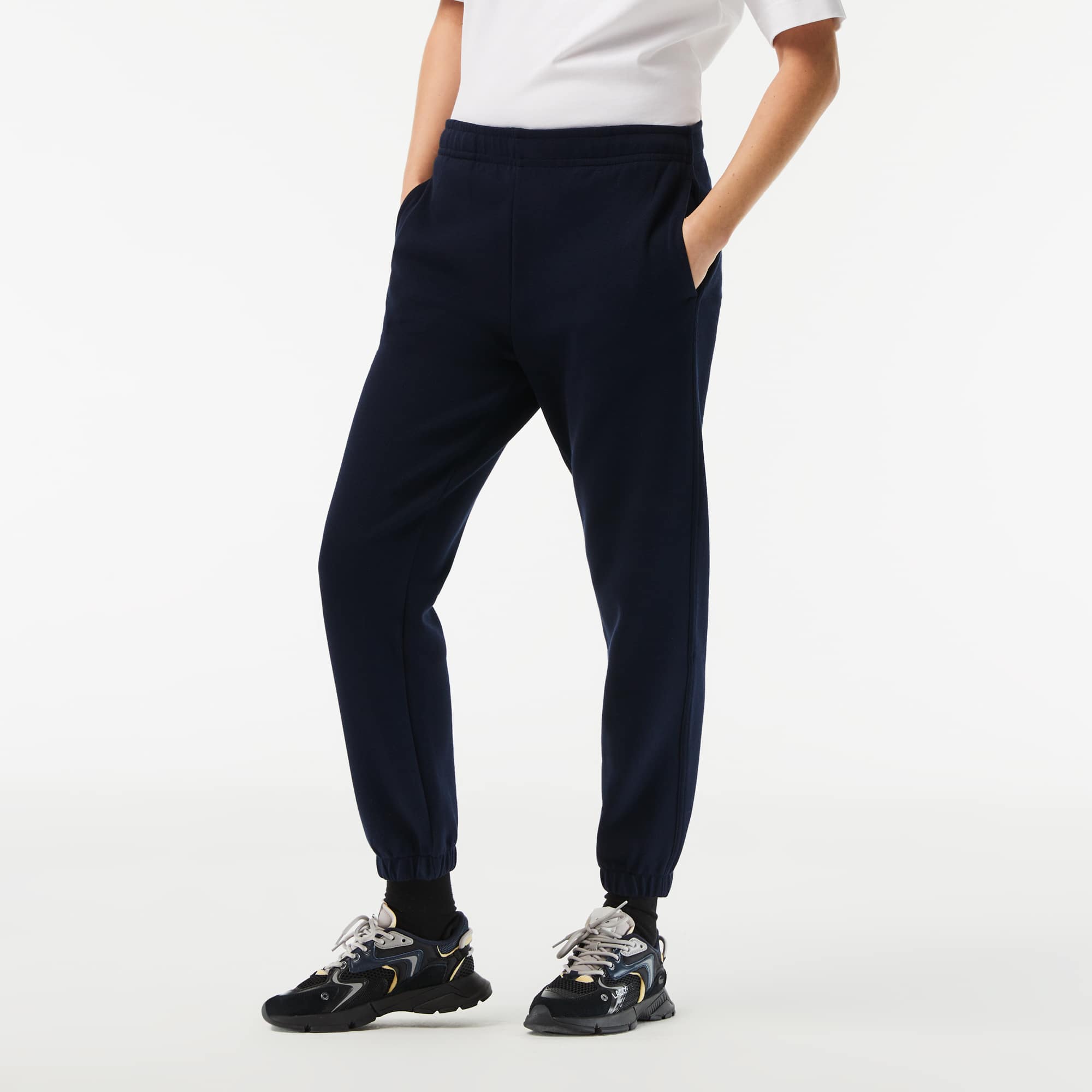 Pantalon de jogging Jogger en coton mélangé uni Pantalons de survêtement - Bleu - Lacoste - Femme