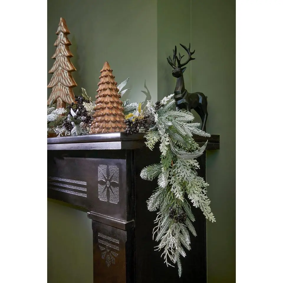 Mica Decorations Vesper Guirlande - L180 x B15 x H10 cm - Groen, Zwart