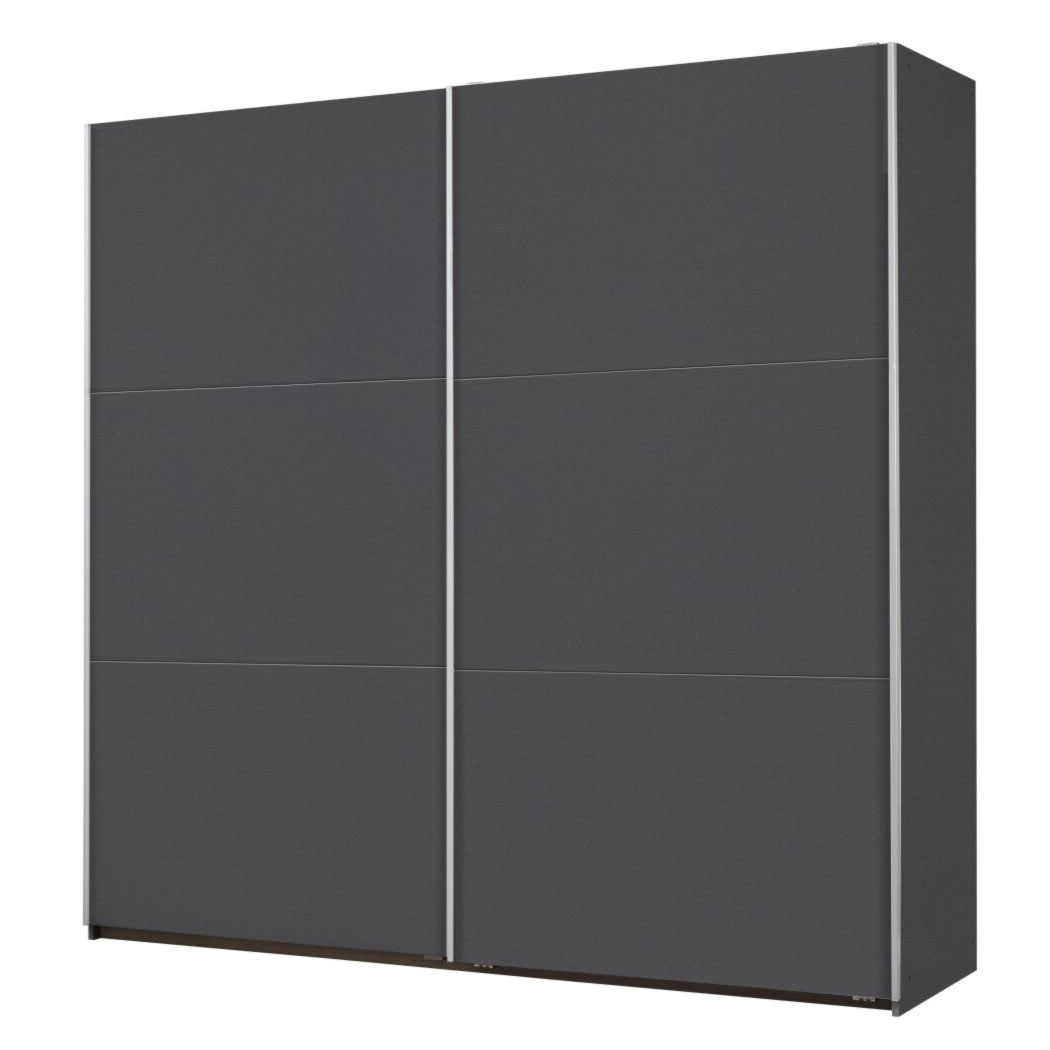 Schwebetürenschrank - grau-metallic - 2 Fachböden - 218 cm