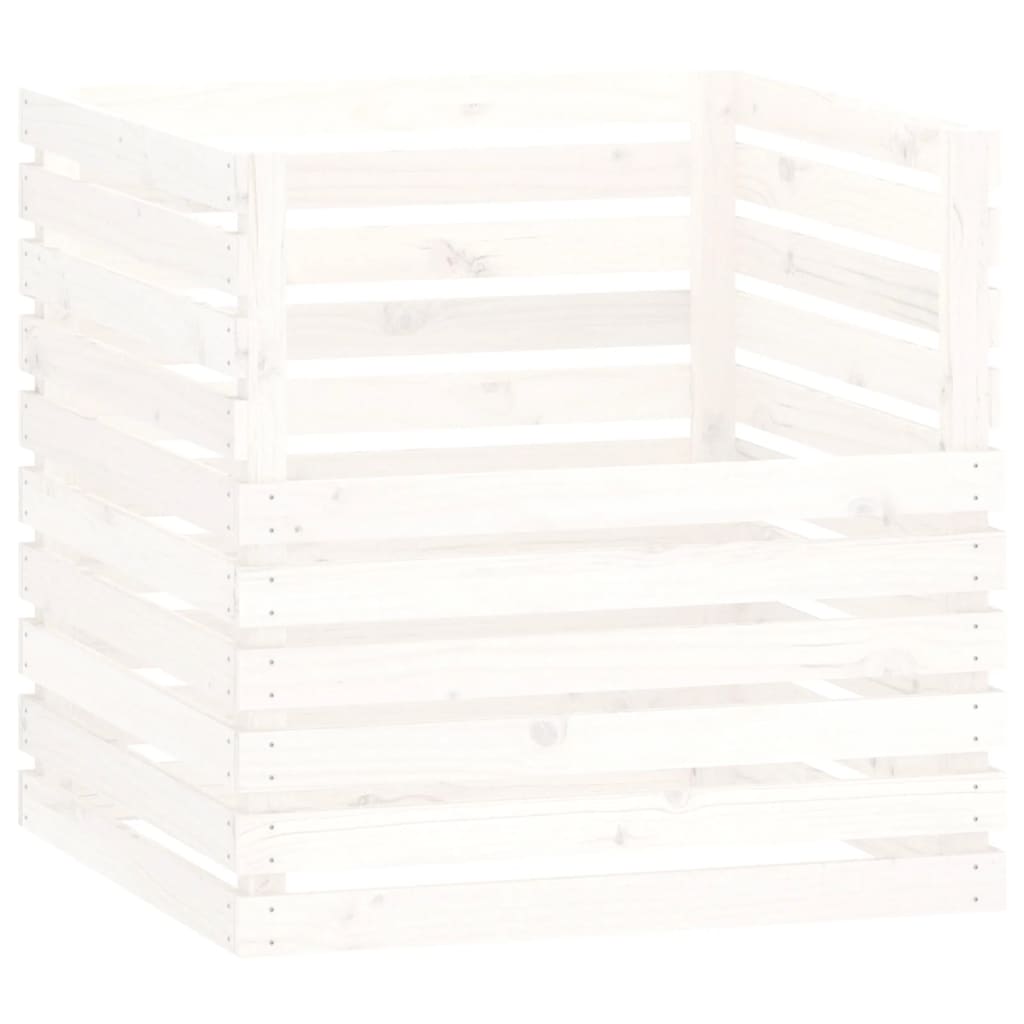 Composteur blanc 80x80x78 cm bois massif de pin