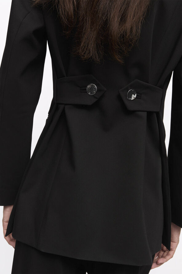 Ganni Solid Twill Suiting Blazer Black