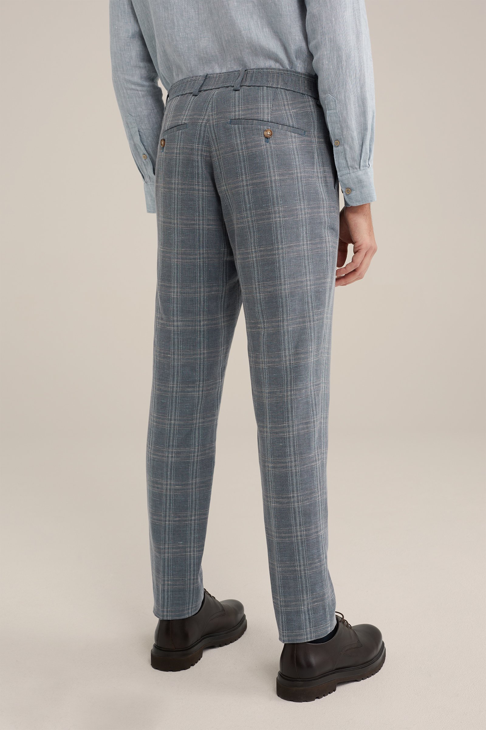 slim fit pantalon met dessin Van Gils Grijsblauw