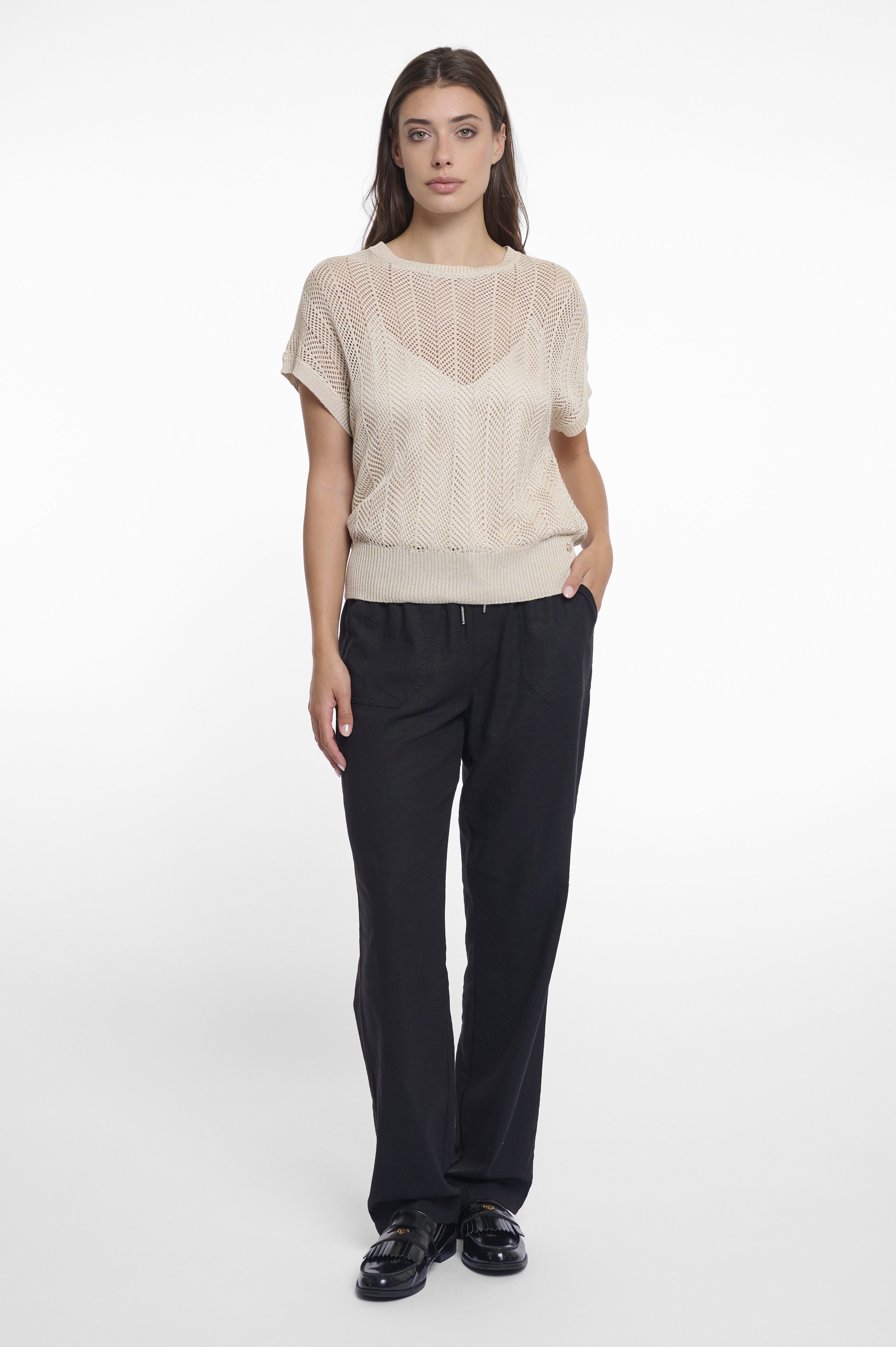 Rino & Pelle - Enke Open Knitted Short Sleeves Top - Birch