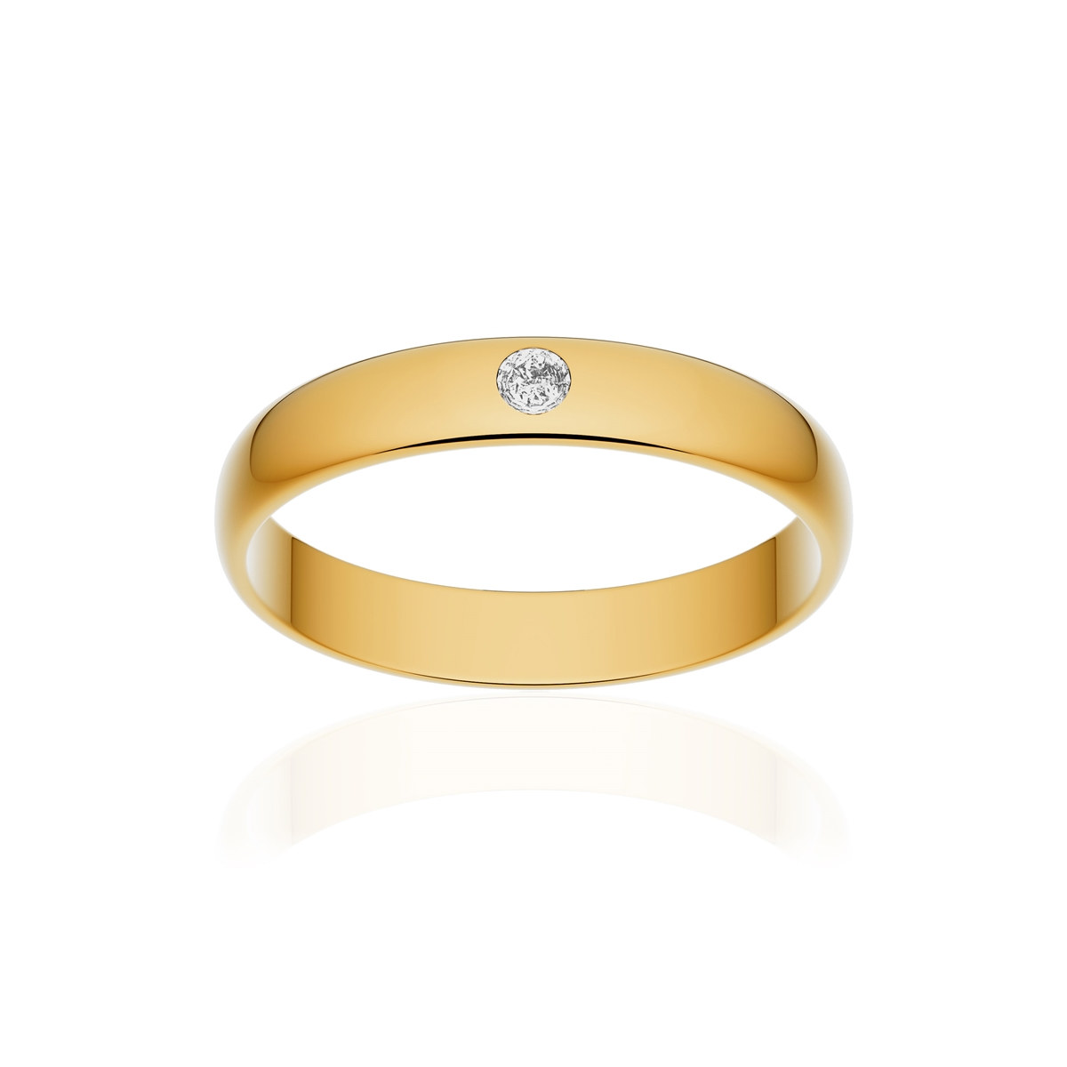 Alliance or 750 jaune poli demi-jonc 3,5mm diamant brillant