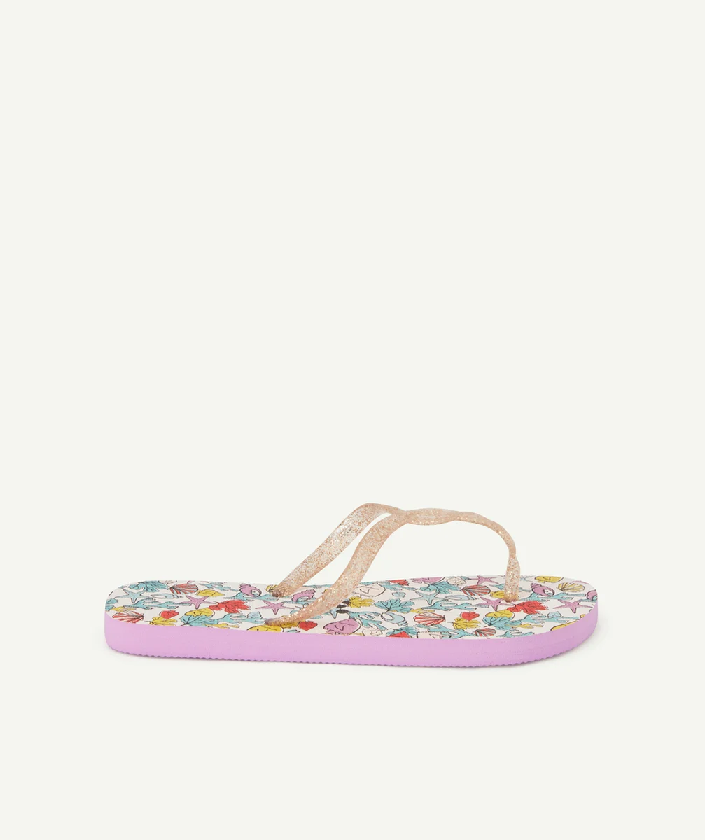 TONGS FILLE AVEC TORSADES PAILLETÉES ET SEMELLES IMPRIMÉES