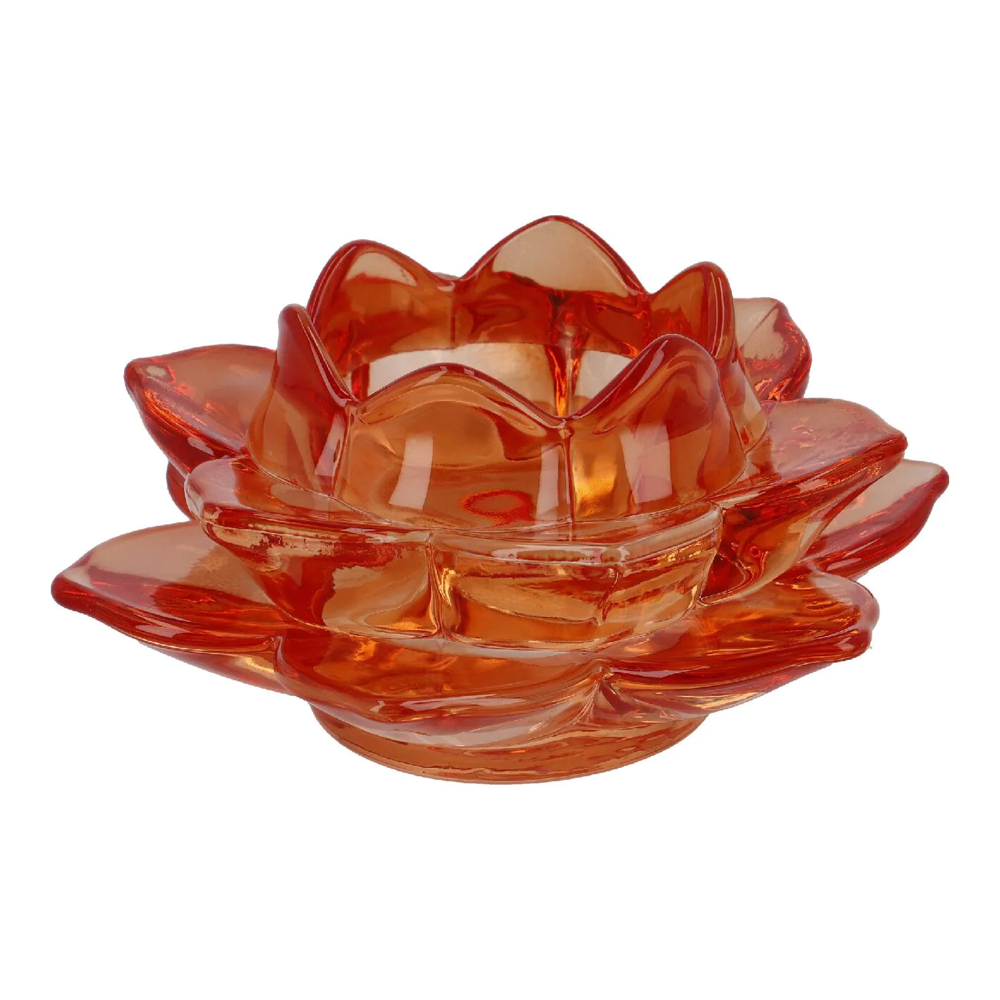 Teelichthalter Lotus, orange, 11 x 5.5 cm