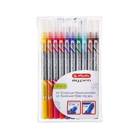 Herlitz Fineliner-Faserschreiber 2in1 my.pen, 10er