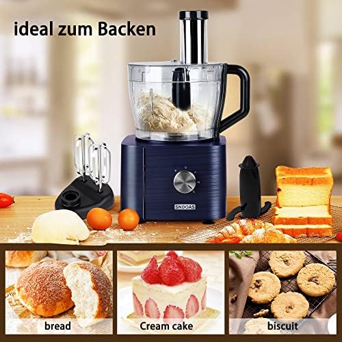SNDOAS Robot Cuisine Multifonctions, 1100 W Robot Culinaire, Bol Mélangeur 3.2 L, Hachoir Multifonction, Mixeur 1.5 L, Moulin à café, Argent : Cuisine et Maison