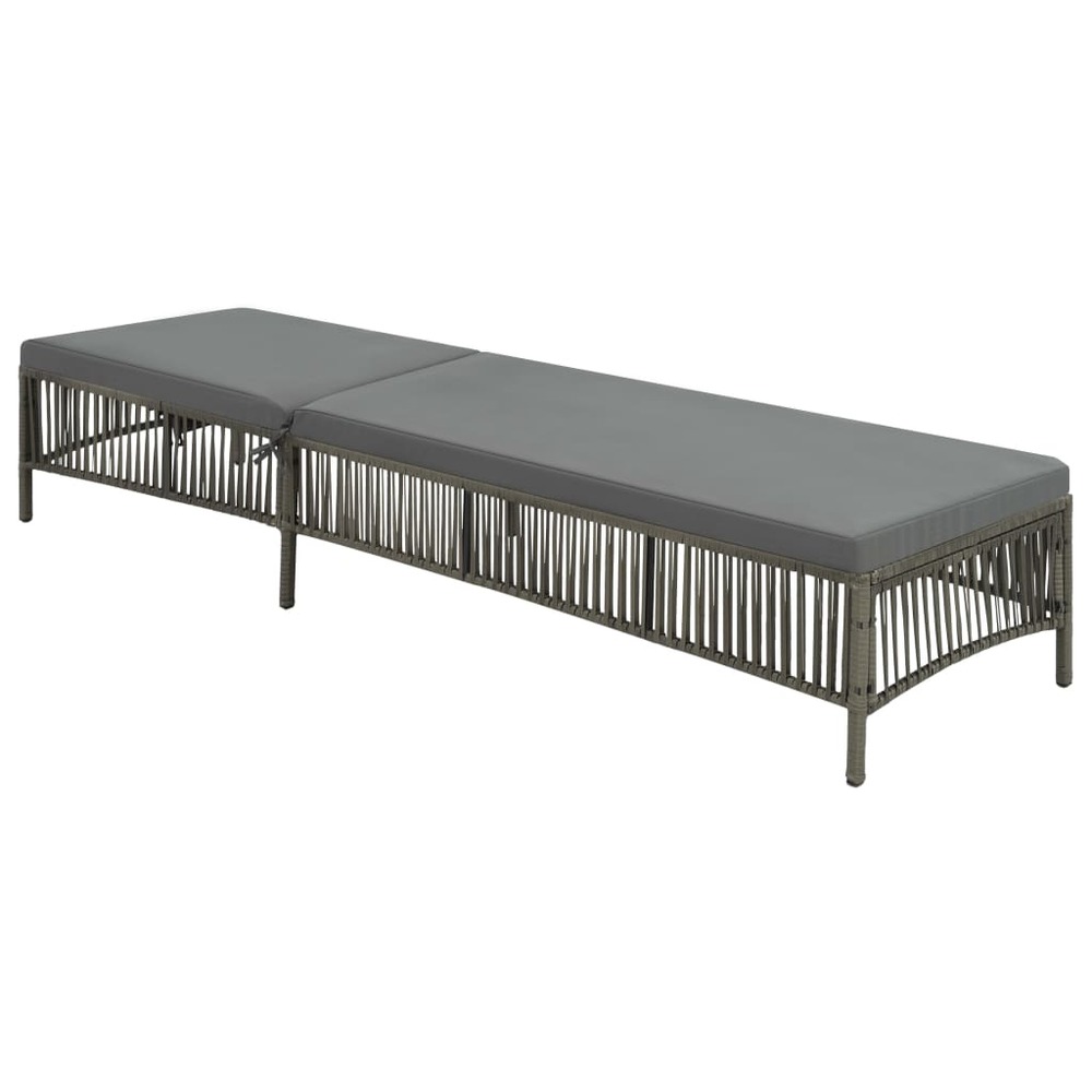 Transat chaise longue bain de soleil lit de jardin terrasse meuble d'extérieur avec coussin résine tressée gris