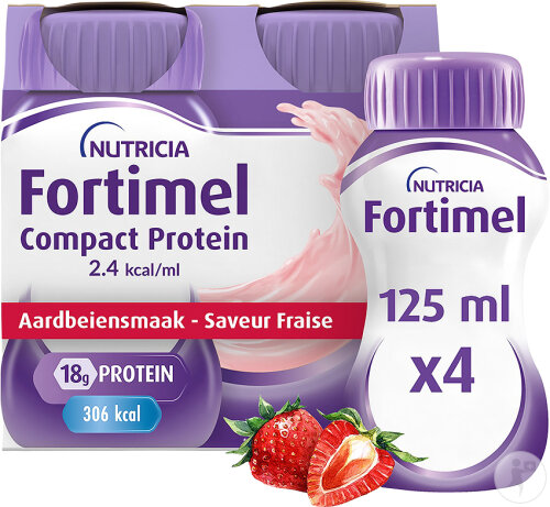 Fortimel Compact Protein 2.4kcal Saveur Fraise Complément Nutritionnel Dénutrition 4x125ml