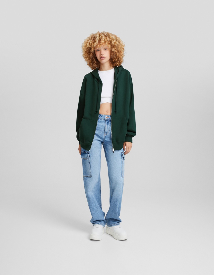 Moletom com zíper oversized