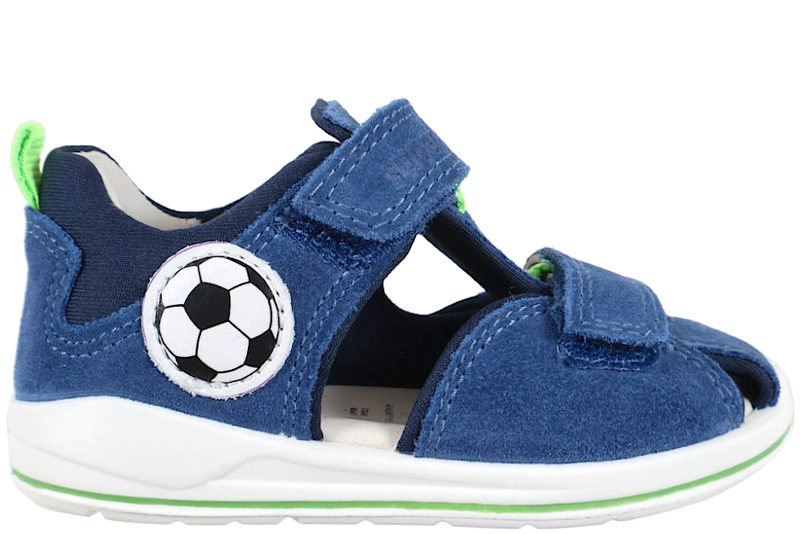 SUPERFIT BUMBLEBEE SANDAL I BLÅ NUBUCK MED FODBOLD