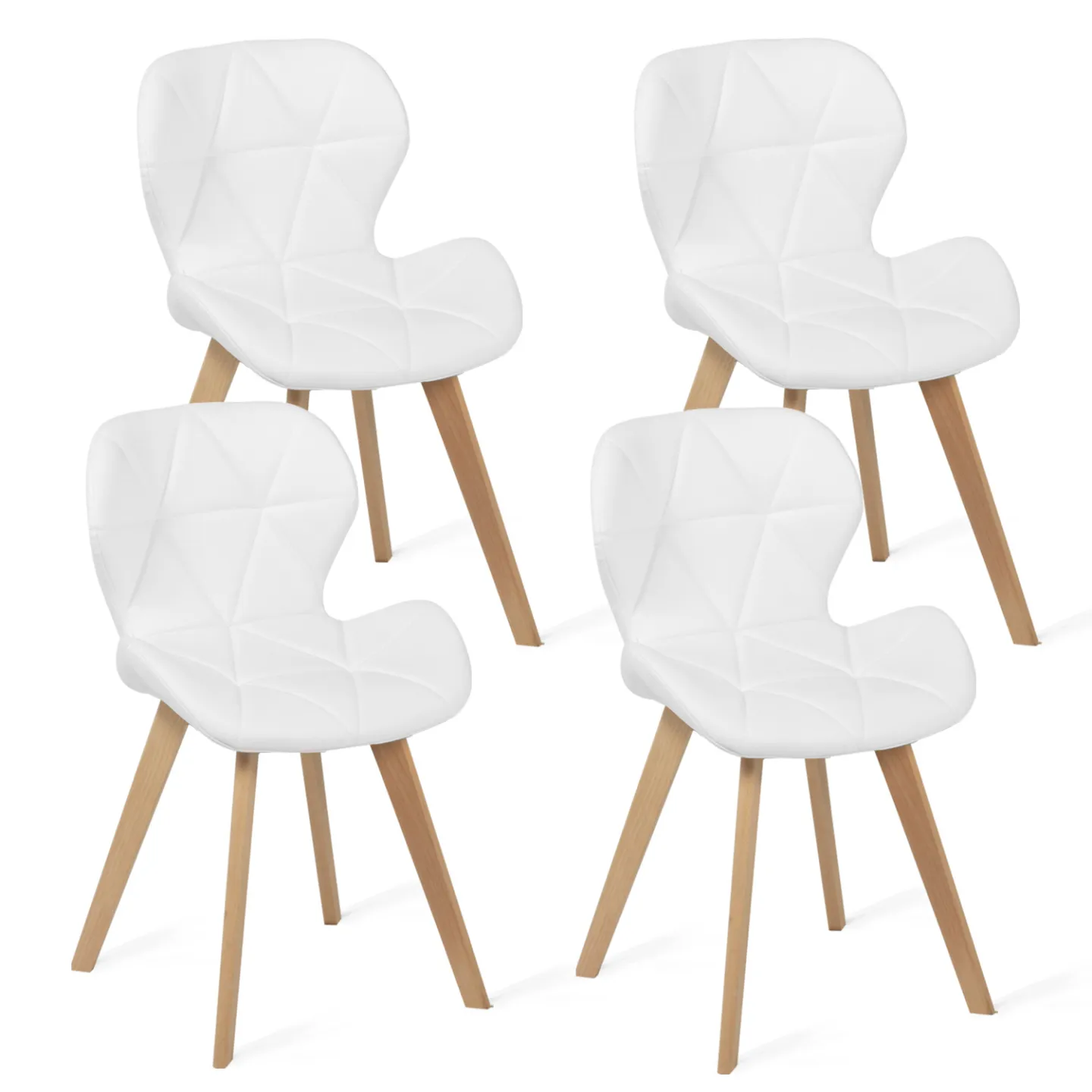 Lot de 4 chaises ROBINE en PU blanches pour salle à manger