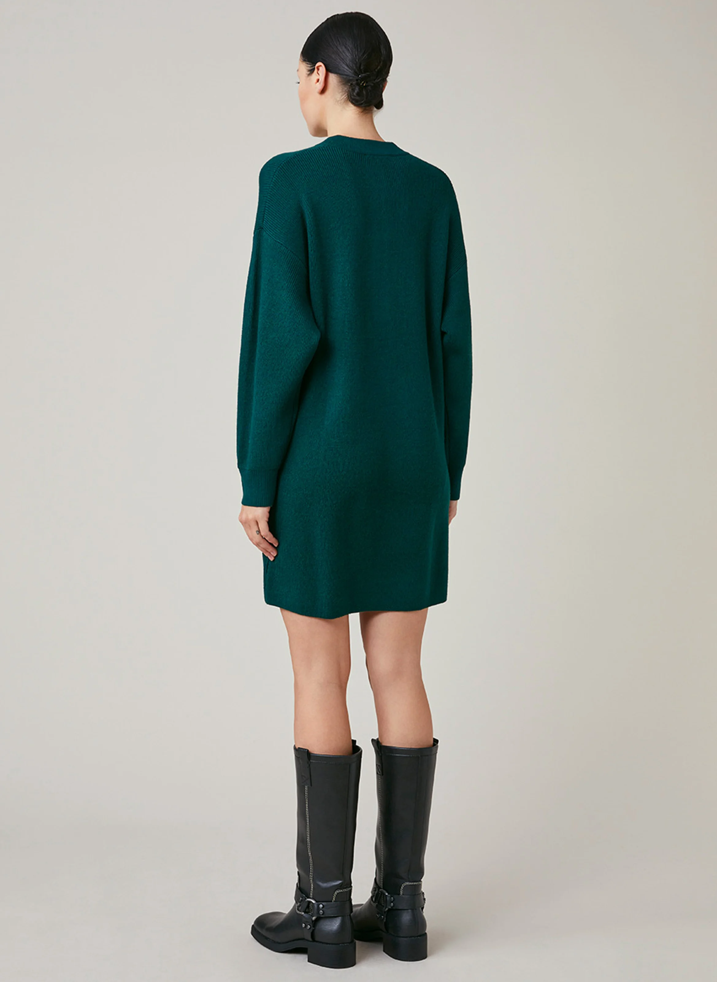 ENOIS - Robe pull courte en laine mélangée | Vert