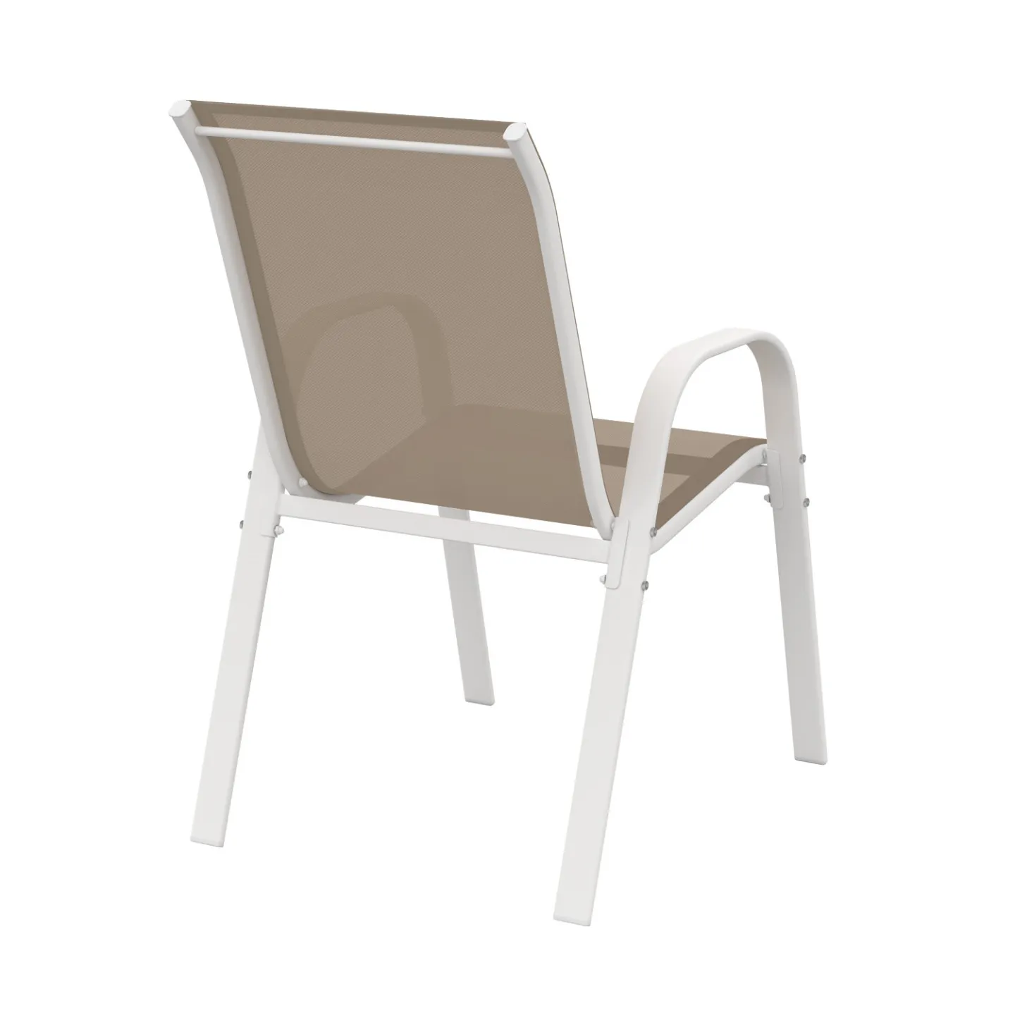 Lot de 6 chaises de jardin LYMA métal et textilène empilables blanc et beige