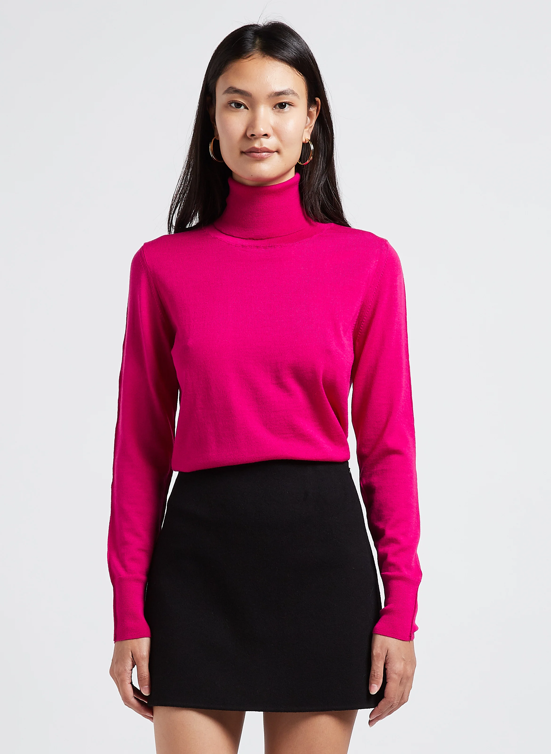 KOSI - Pull col roulé en laine mérinos | Rose