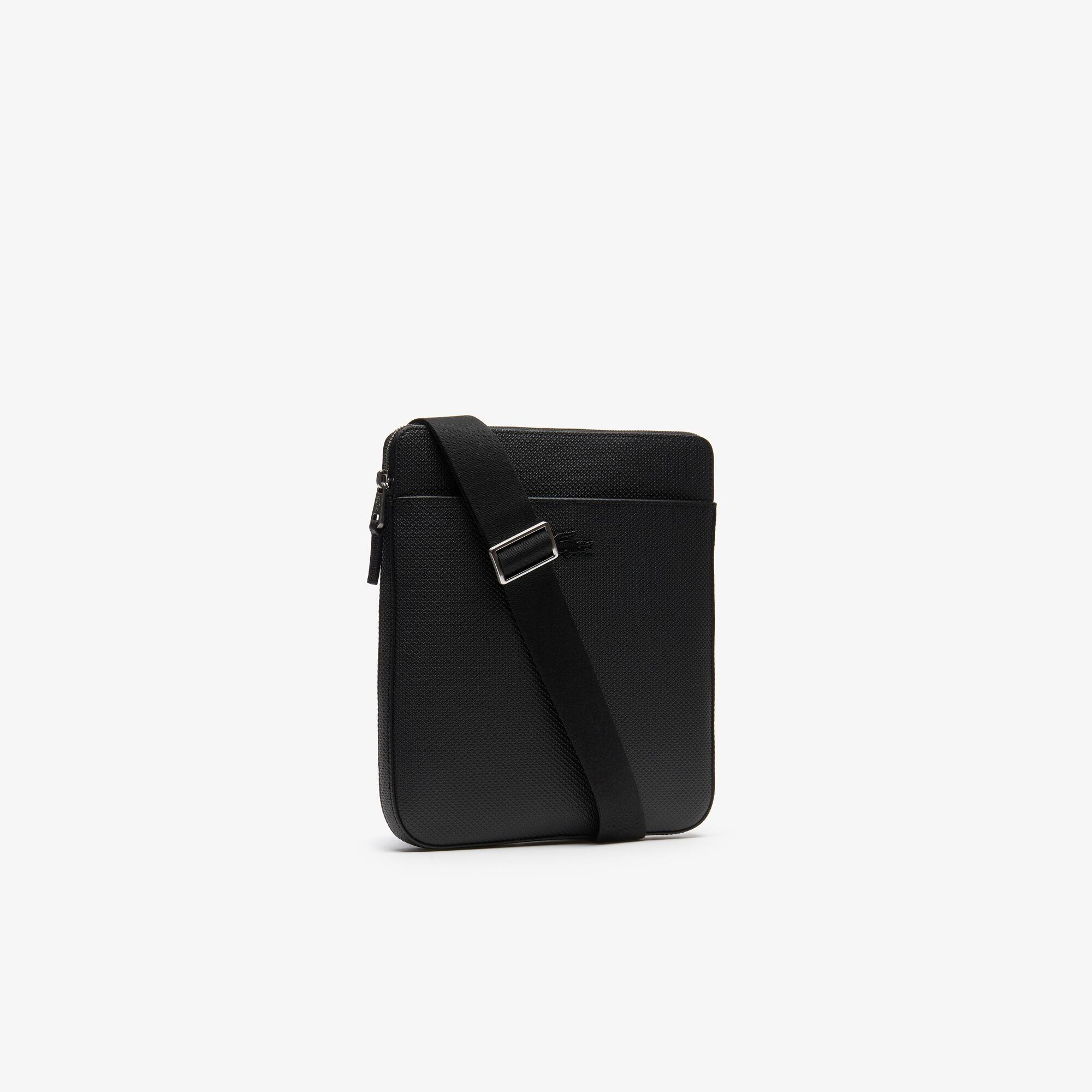 Herren CHANTACO Klapptasche aus mattem Piqué-Leder Umhängetaschen & Gürteltaschen - Schwarz - Lacoste - Herren