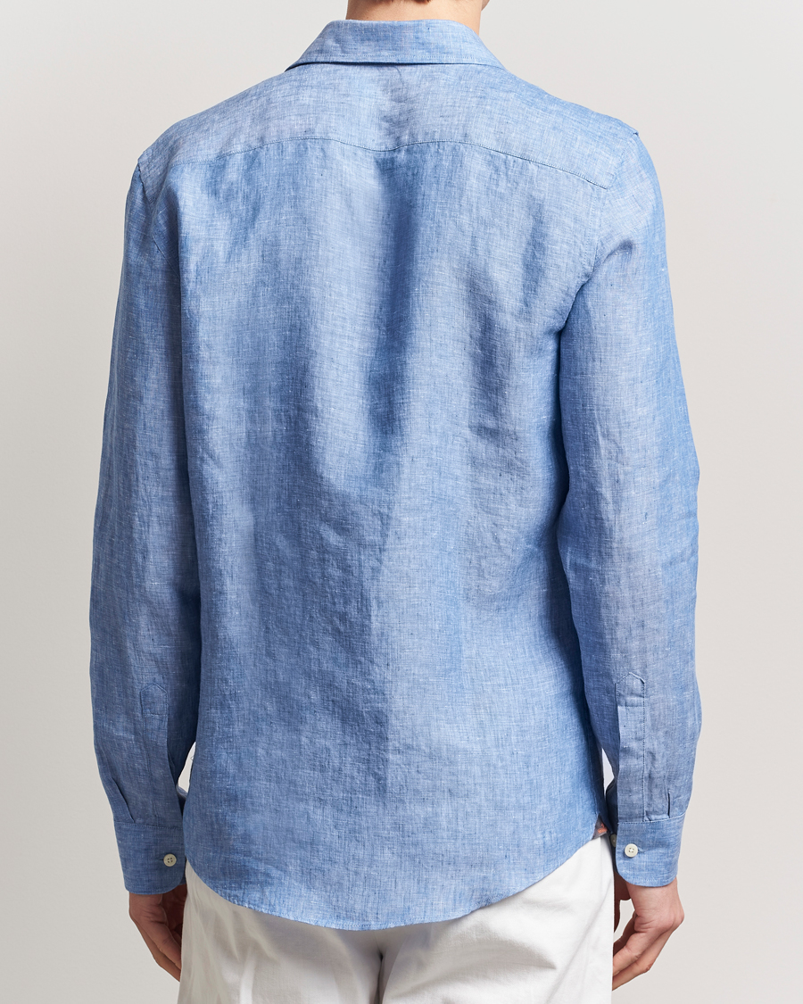 Morris Slim Fit Linen Shirt Blue
