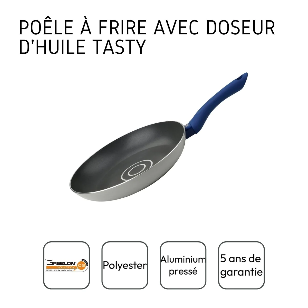 Poêle à frire avec doseur d'huile 28 cm Casserole Tasty