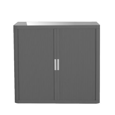 Armoire basse à rideaux EASY OFFICE - 110 x 104 x 41,5 cm - Corps et rideaux anthracite - Poignée grise