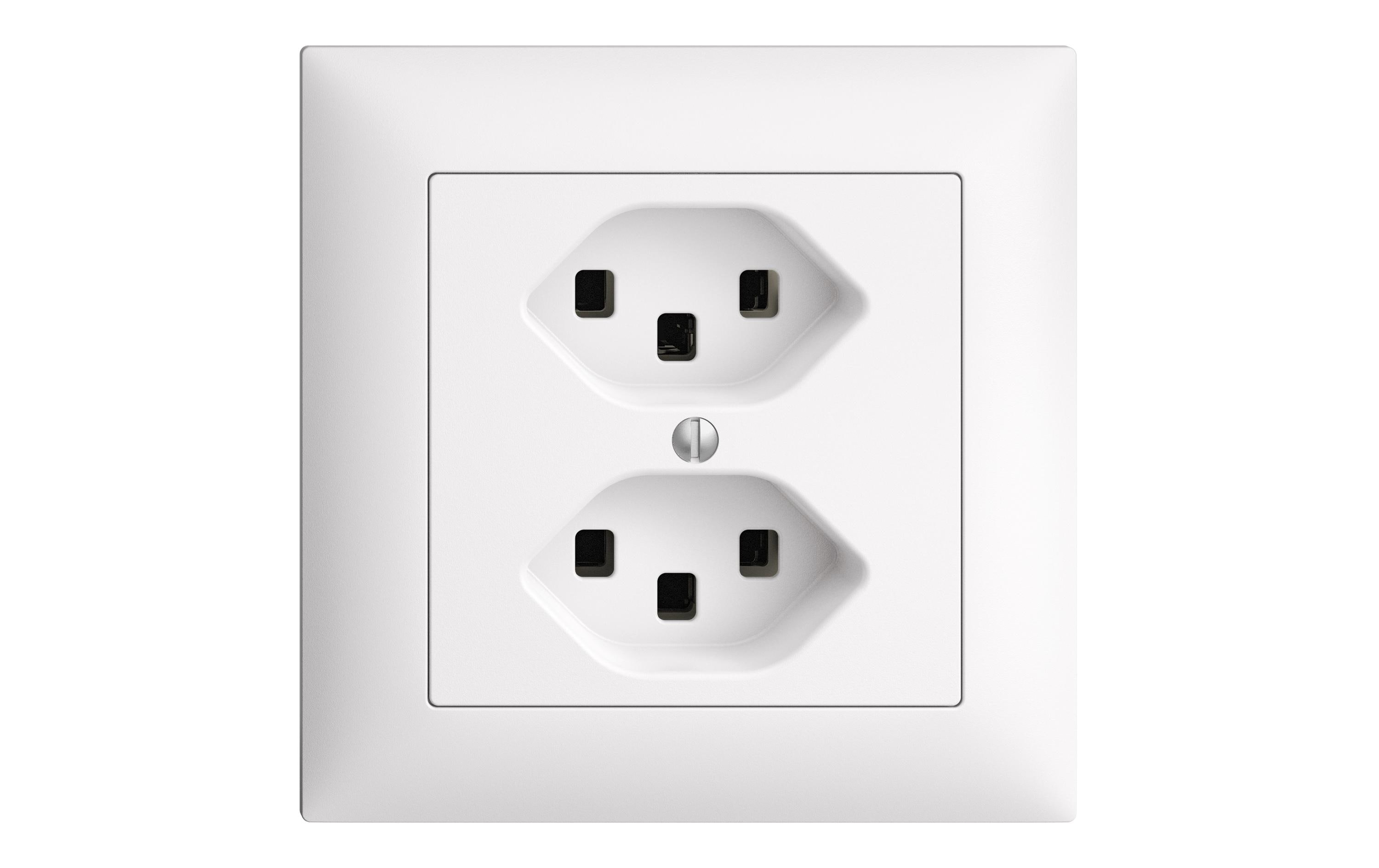 UP-Steckdosen 2x T23Zweifach-Steckdose, Typ 23, weiss