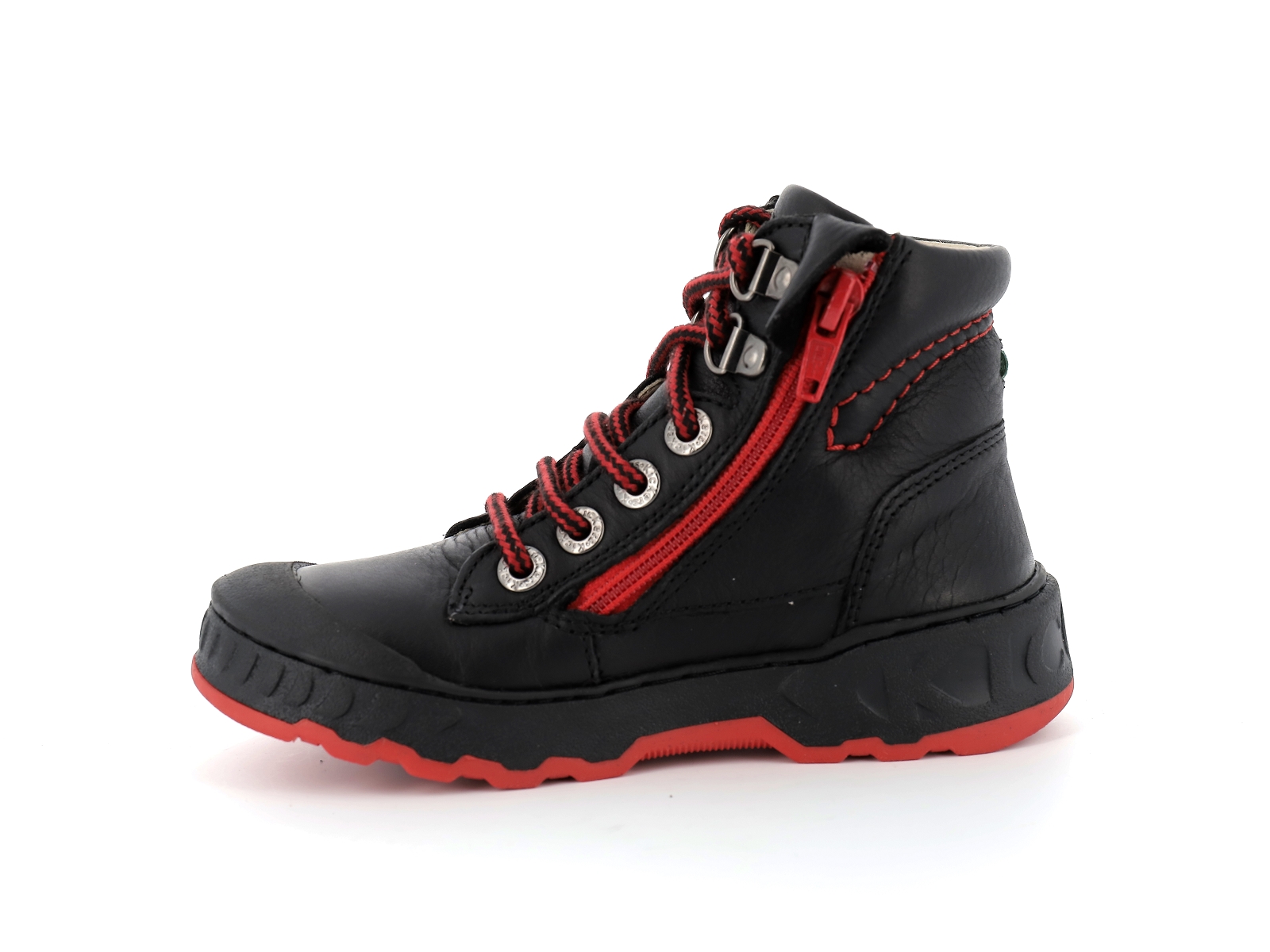Kickers-KICK REBEL 878870 Cuir Noir Rouge