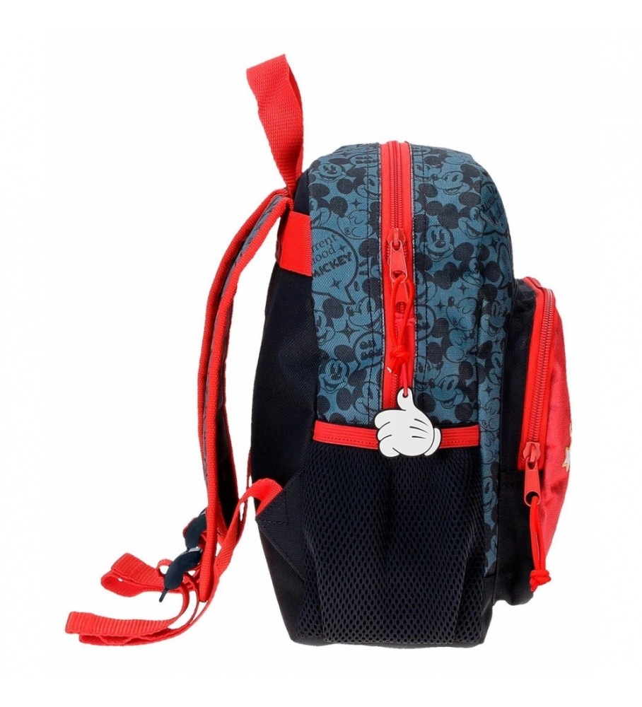 Mochila pré-escolar Joumma Bags Mickey Get Moving, 28 cm, ajustável, vermelha e azul - 23 x 28 x 10 cm -