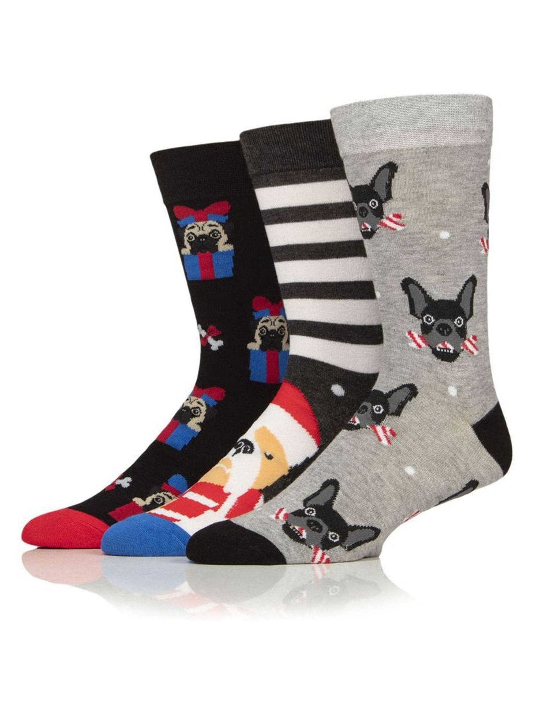 Wild Feet Kerstcadeau sokken met honden 3 paar