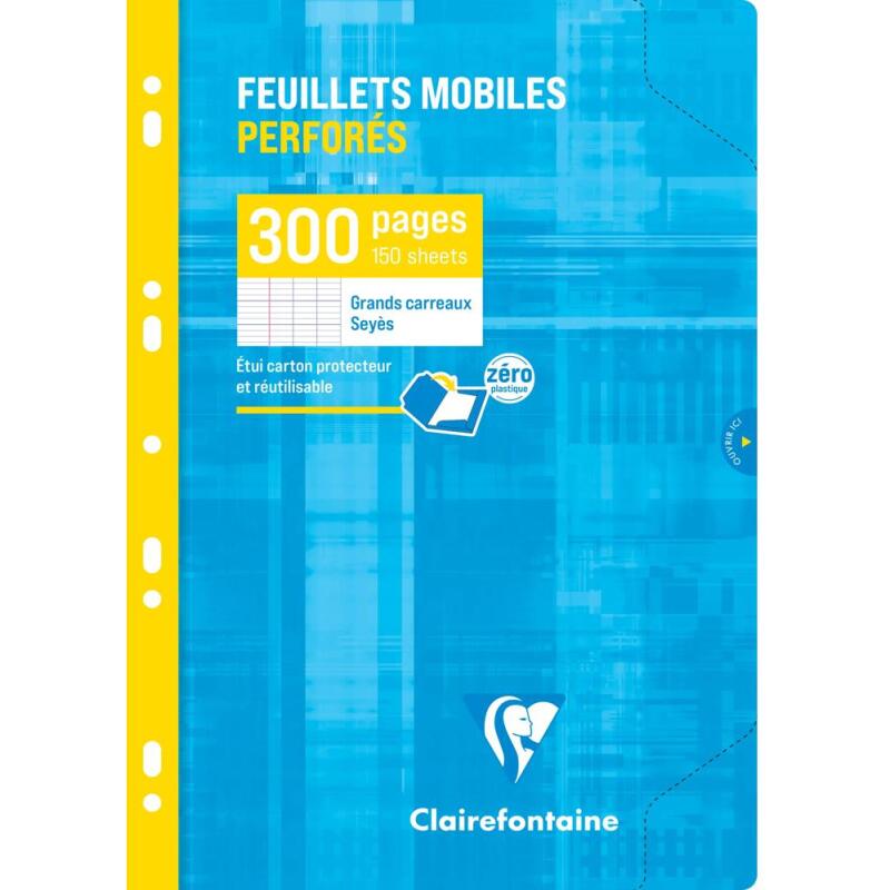 Feuillets mobiles-blanc A4 grands carreaux 300 pages