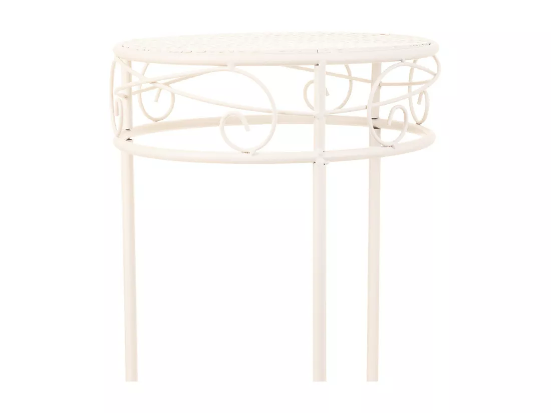 Lot de 3 cache-pots en fer forgé blanc 30x30x70h-25x25x60h-20x20x50h cm