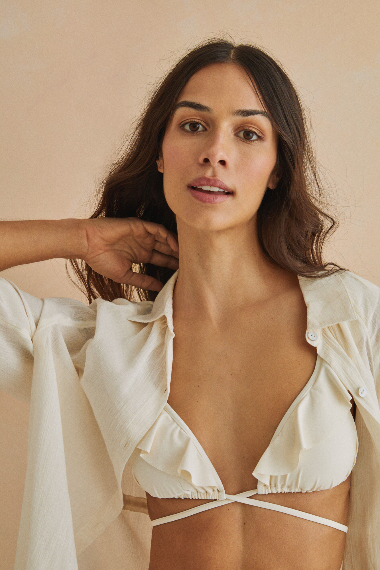 Saída de praia 100% algodão - cor nude