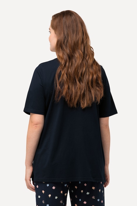 Schlafanzug-Shirt, V-Ausschnitt, Halbarm, Biobaumwolle