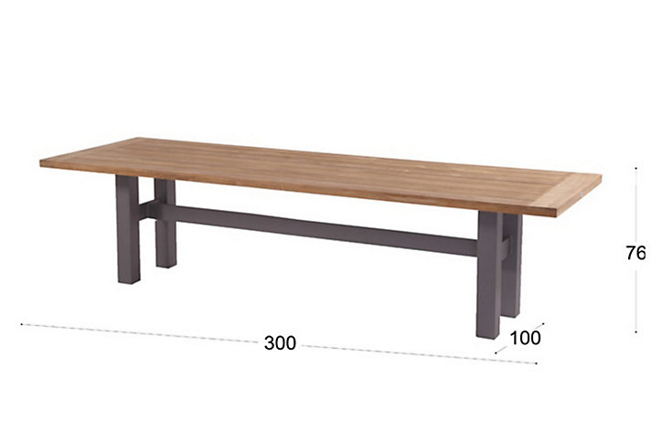 Table de jardin Yasmani en bois coloris marron et anthracite L.300 x l.100 x H.76 cm