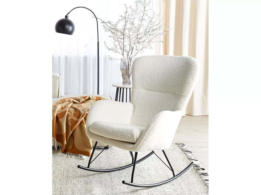 Fauteuil à bascule ANASET Bouclé Crème