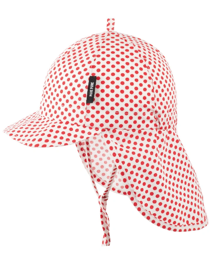 Schirmmütze POLKADOTS mit Nackenschutz in weiß/rot