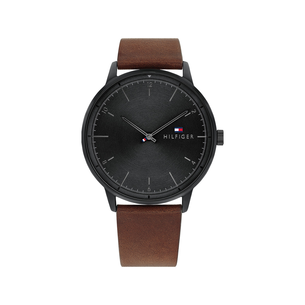 Montre Tommy Hilfiger homme acier bracelet cuir marron