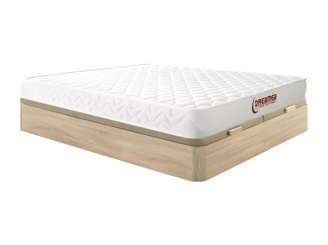 Ensemble 180 x 200 cm sommier coffre naturel clair + matelas mémoire de forme ép.15cm - PELOPS de YSMÉE
