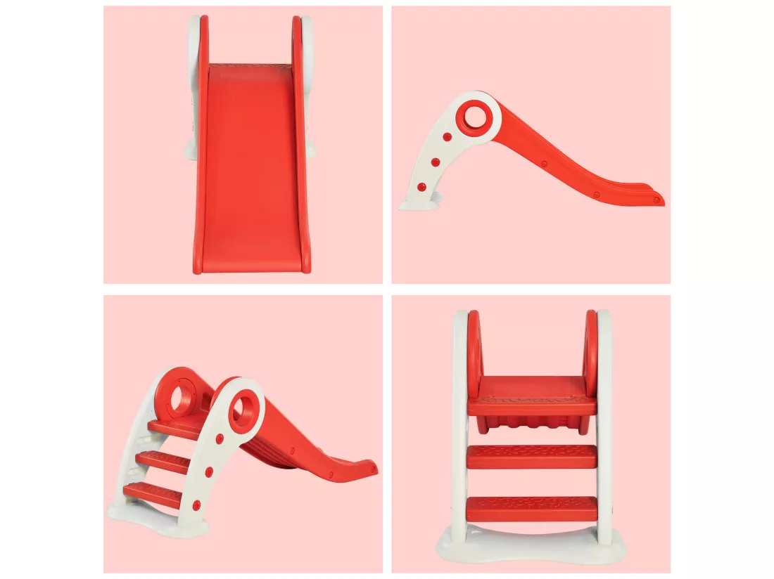 Toboggan enfant pliable 3 à 6 ans usage intérieur extérieur dim. 120L x 50l x 56H cm HDPE rouge