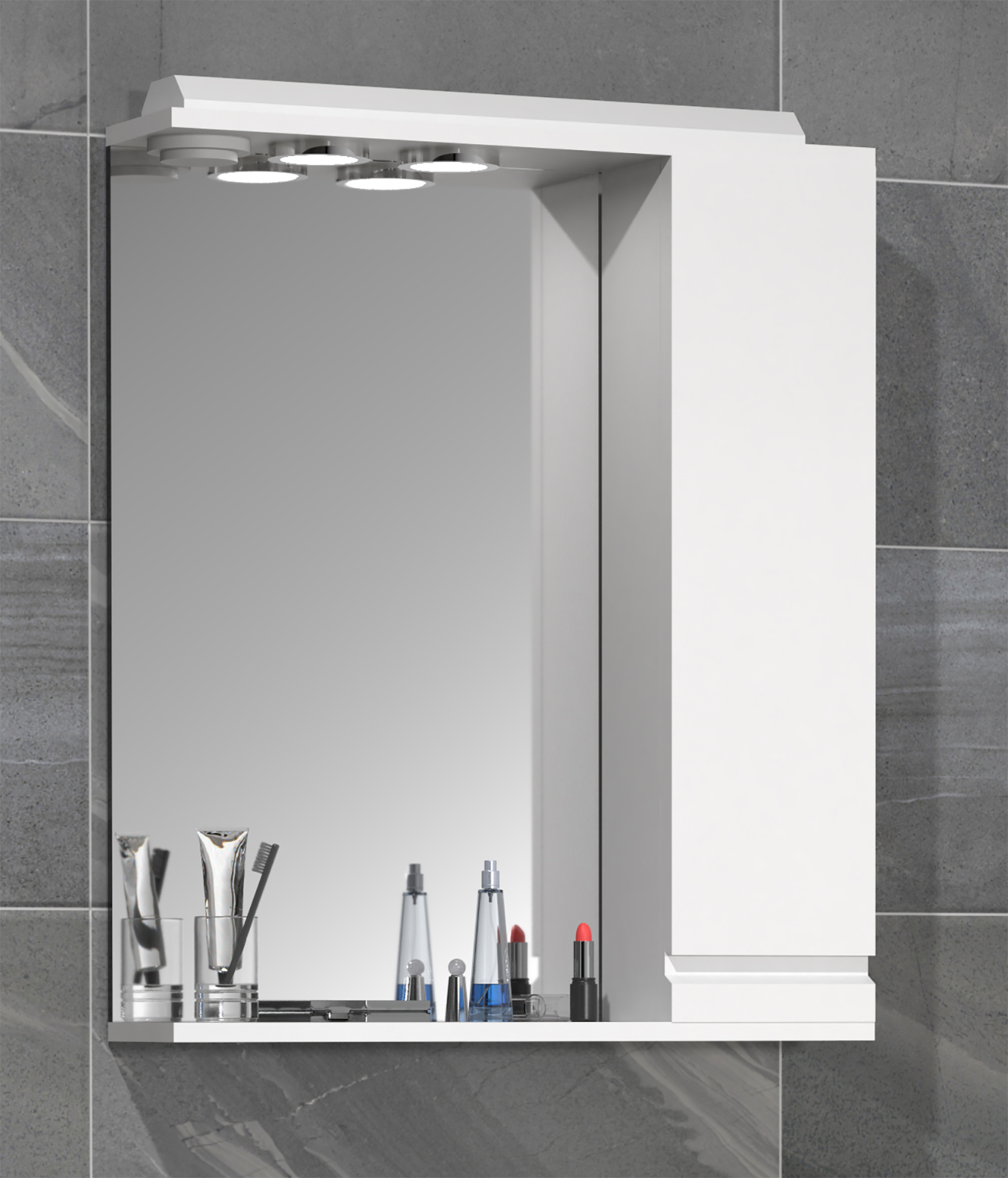 Spiegelschrank SILORA L - weiß - mit Beleuchtung - 60 cm