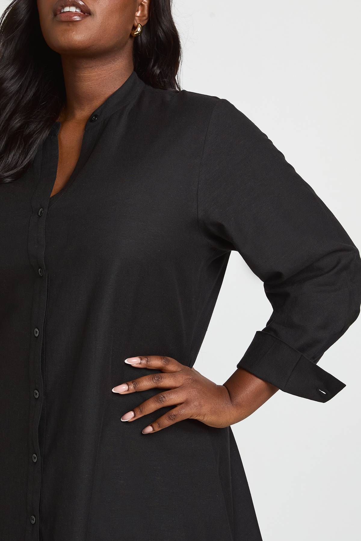 boohoo Plus Linen Look Midi Shirt Dress