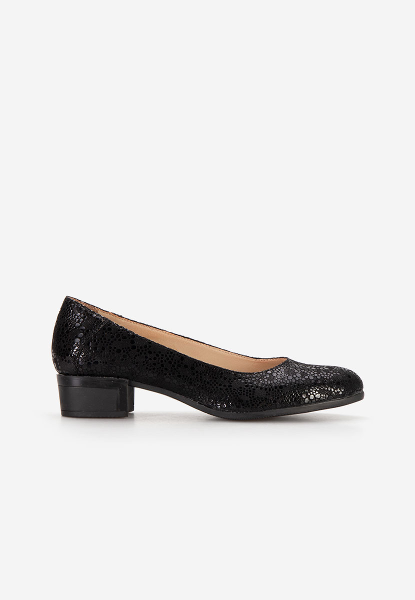 Chaussures en cuir à talon épais noirs Montremy V4
