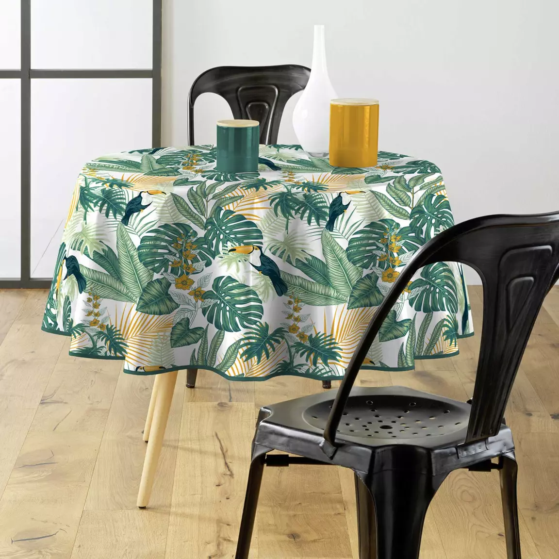 Nappe ronde tissu PVC (D160 cm) Guyana Verte