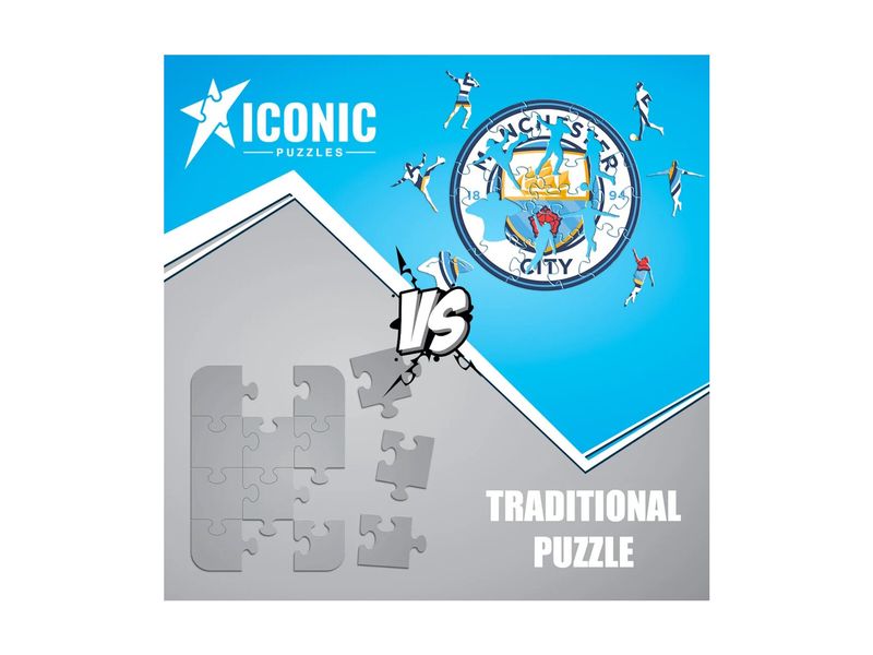 Iconic Puzzle Man City FC – Logo Offiziell lizenziertes Holzpuzzle, Grösse M