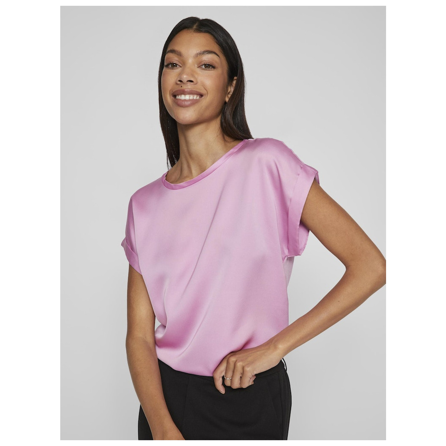 Vila VIELLETTE S/S SATIN TOP - NOOS