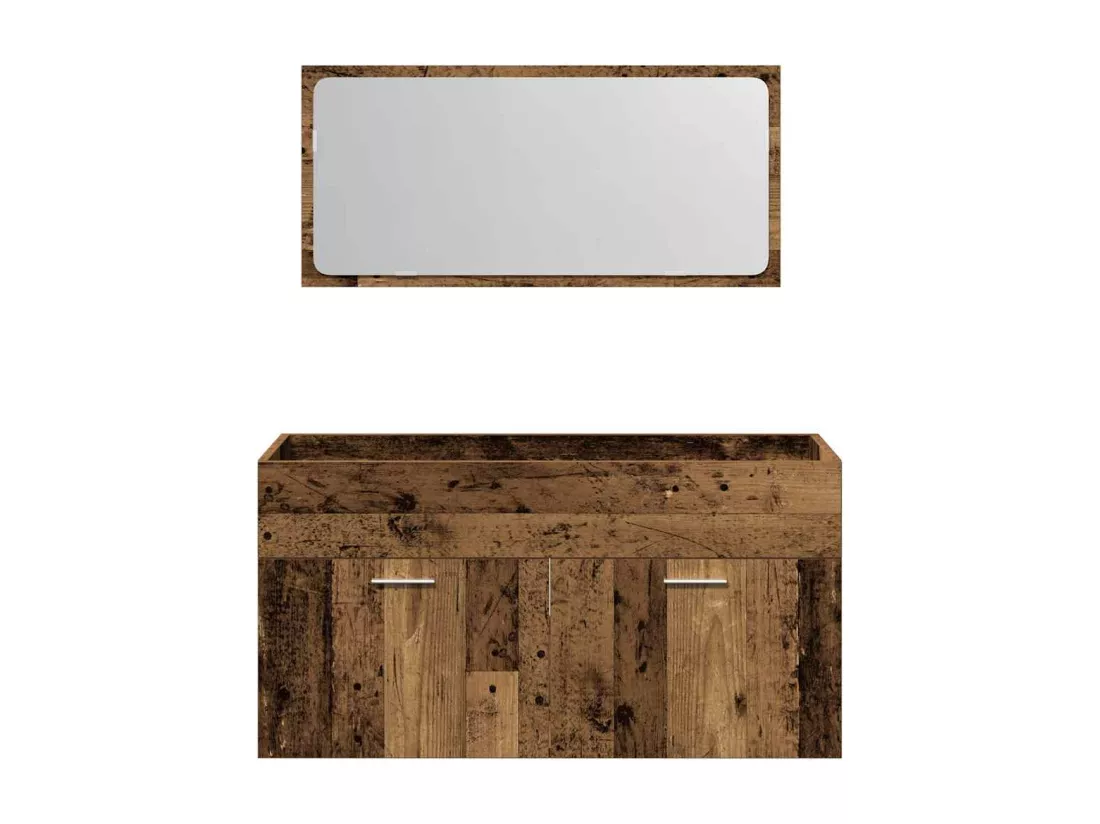 Armoire de salle de bain et miroir vieux bois bois d'ingénierie