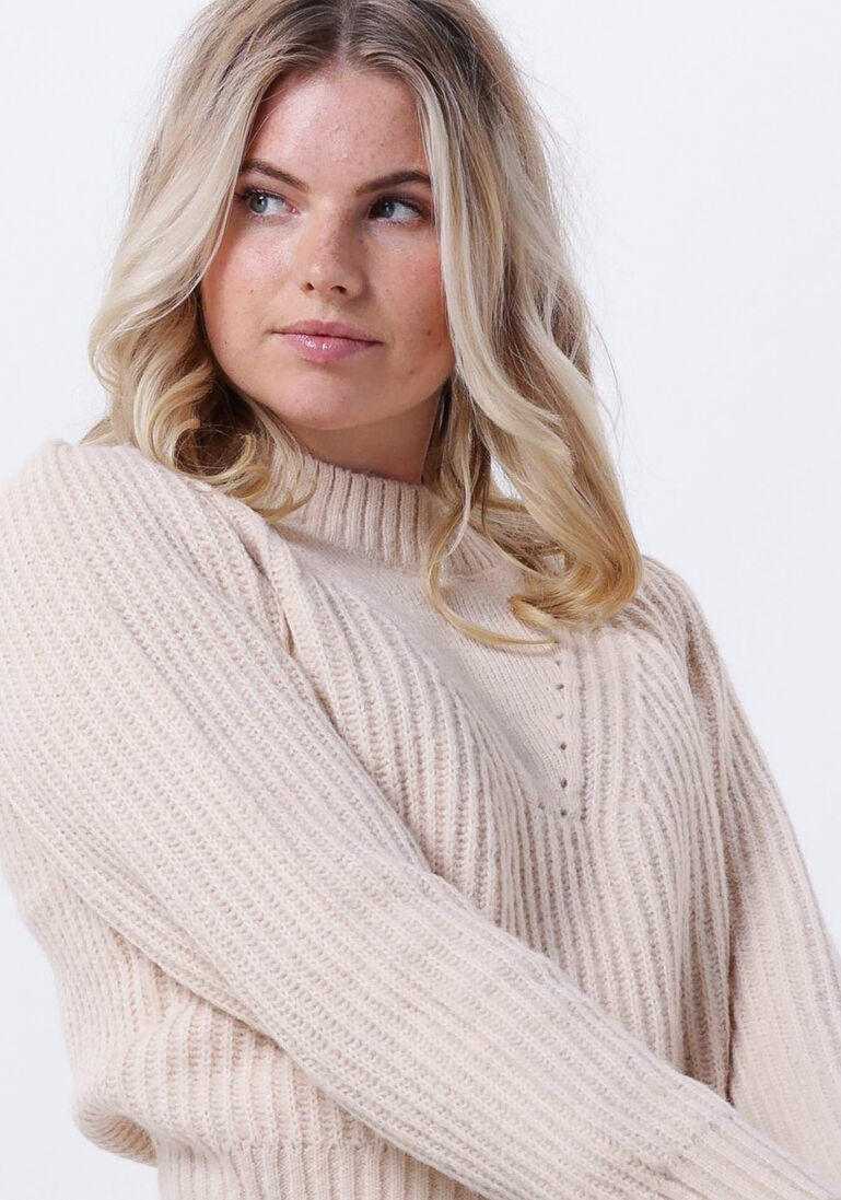 SCOTCH & SODA beige scotch & soda trui crewneck pullover with puffed sleeves